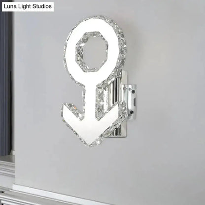 Contemporary Chrome Crystal Wall Lamp for Hallway