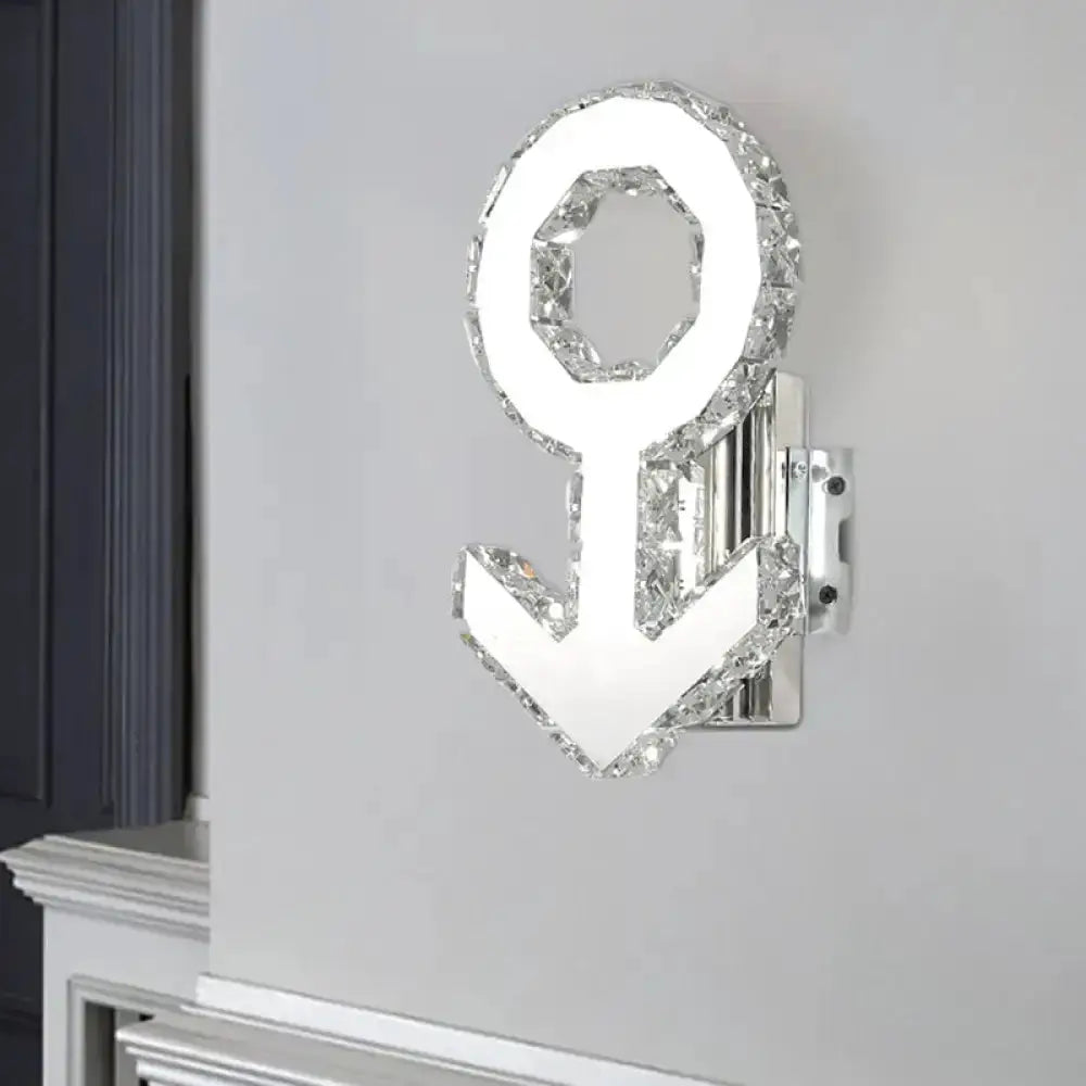 Contemporary Chrome Crystal Wall Lamp for Hallway