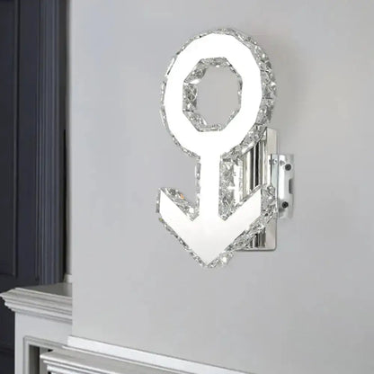 Contemporary Chrome Crystal Wall Lamp for Hallway