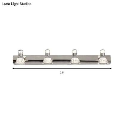 Contemporary chrome conic sconce light with four crystal shades, 23-inch vanity bar on Tampa Home & Garden Store