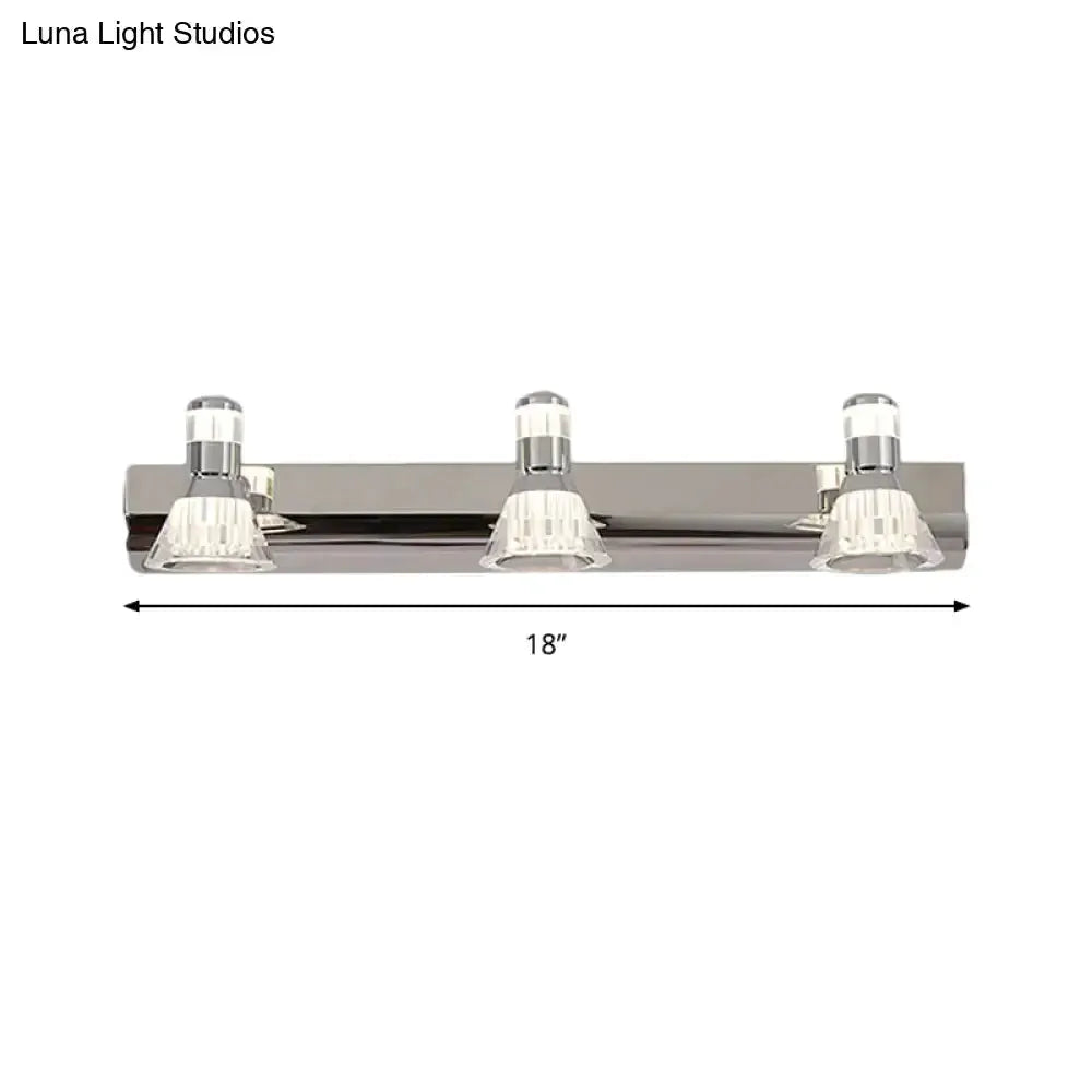 Conic chrome bathroom vanity sconce with crystal shades, 3-light, Decorbites on Tampa Home & Garden Store