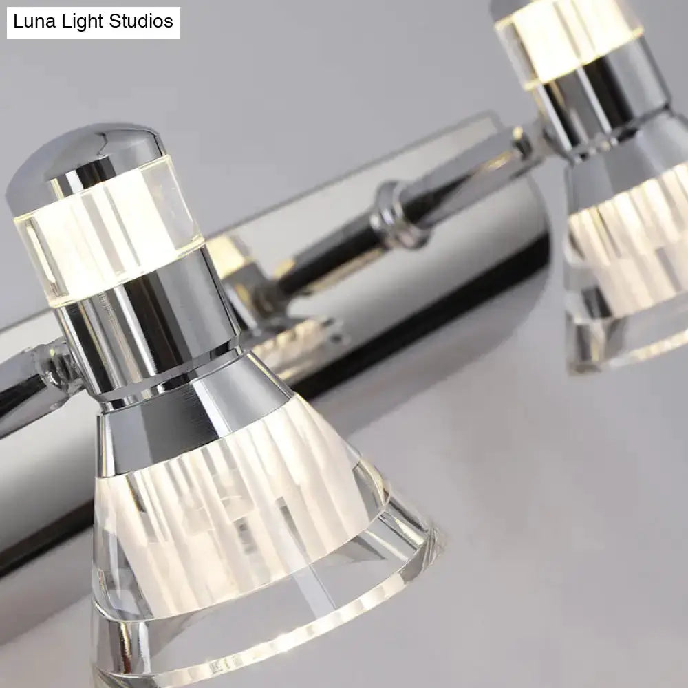 Pair of chrome conic sconce lights with crystal shades for bathroom vanity lighting on Tampa Home & Garden Store