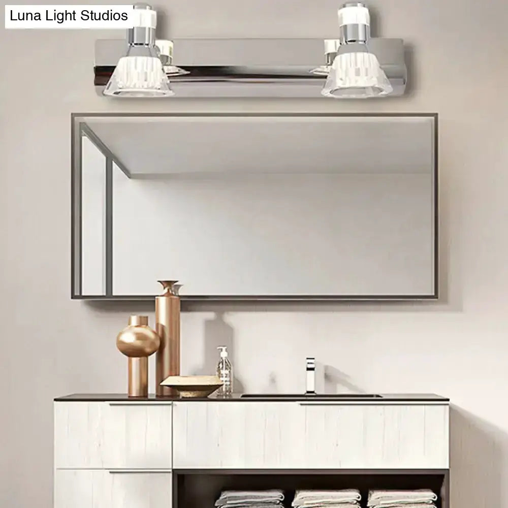 Contemporary chrome conic sconce pair with crystal shades for bath vanity lighting Decorbites on Tampa Home & Garden Store
