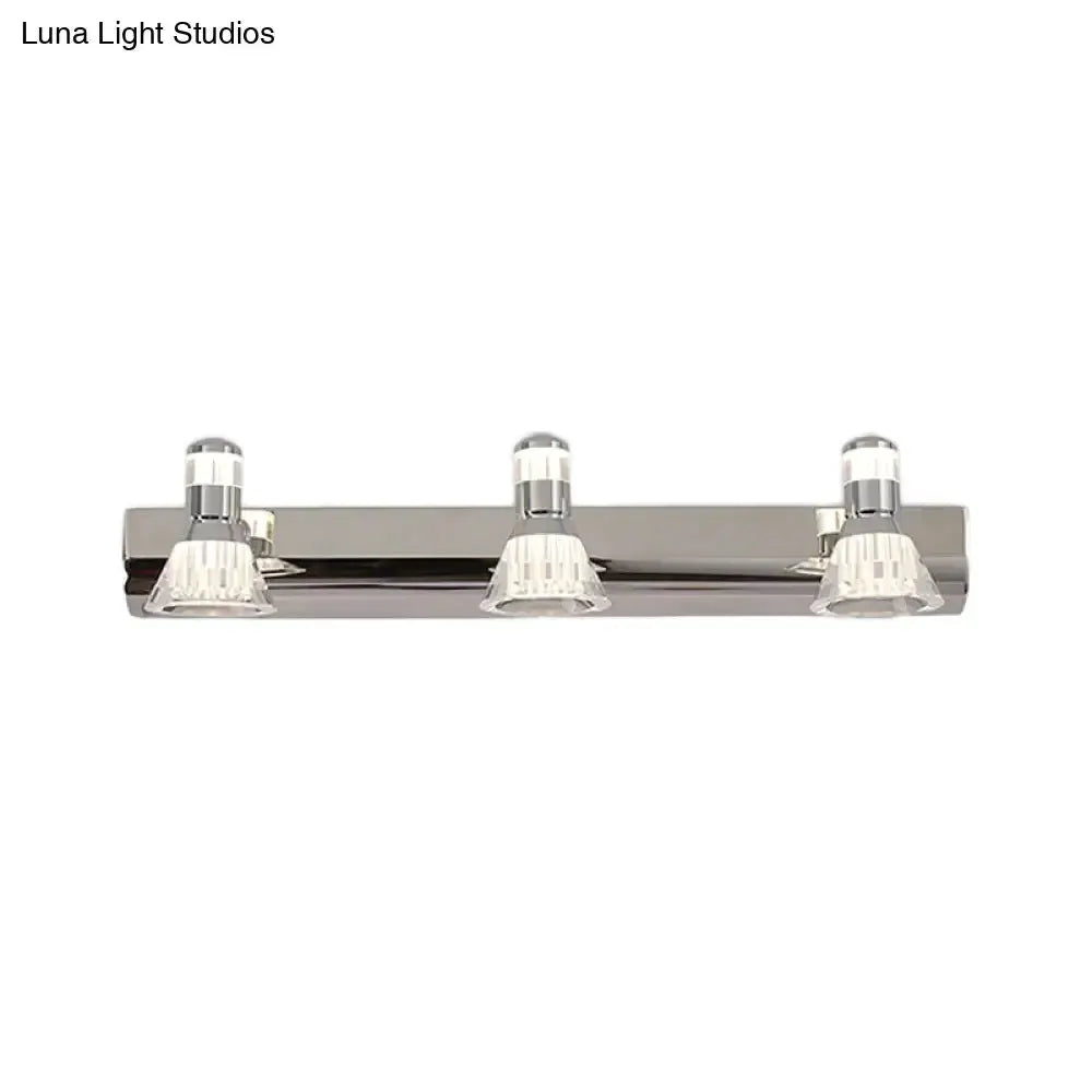 Three-light chrome conic vanity sconce with crystal shades for bathroom on Tampa Home & Garden Store