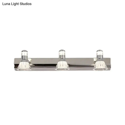 Three-light chrome conic vanity sconce with crystal shades for bathroom on Tampa Home & Garden Store