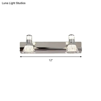 Contemporary chrome double-sconce light with crystal shades Decorbites vanity lighting on Tampa Home & Garden Store