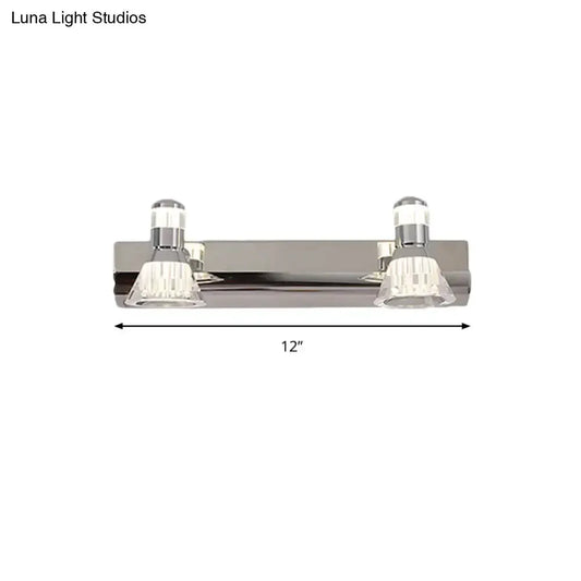 Contemporary chrome double-sconce light with crystal shades Decorbites vanity lighting on Tampa Home & Garden Store