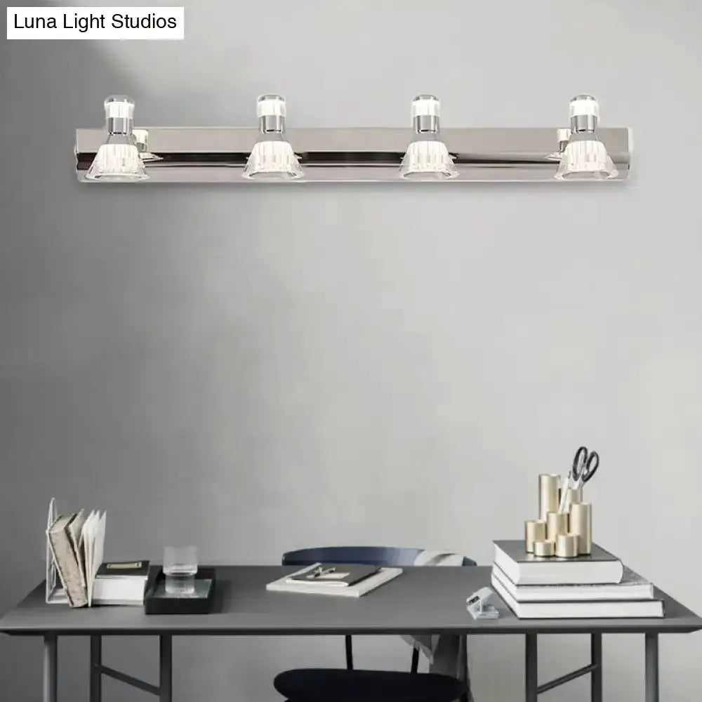 Contemporary chrome conic crystal vanity sconce bar with 4 lights by Decorbites on Tampa Home & Garden Store