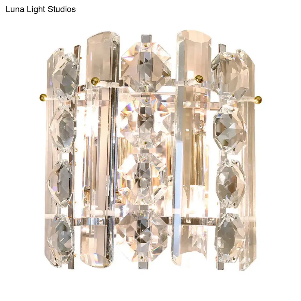 Chrome Crystal Two-Light Wall Lamp by Decorbites with faceted crystal prisms on Tampa Home & Garden Store