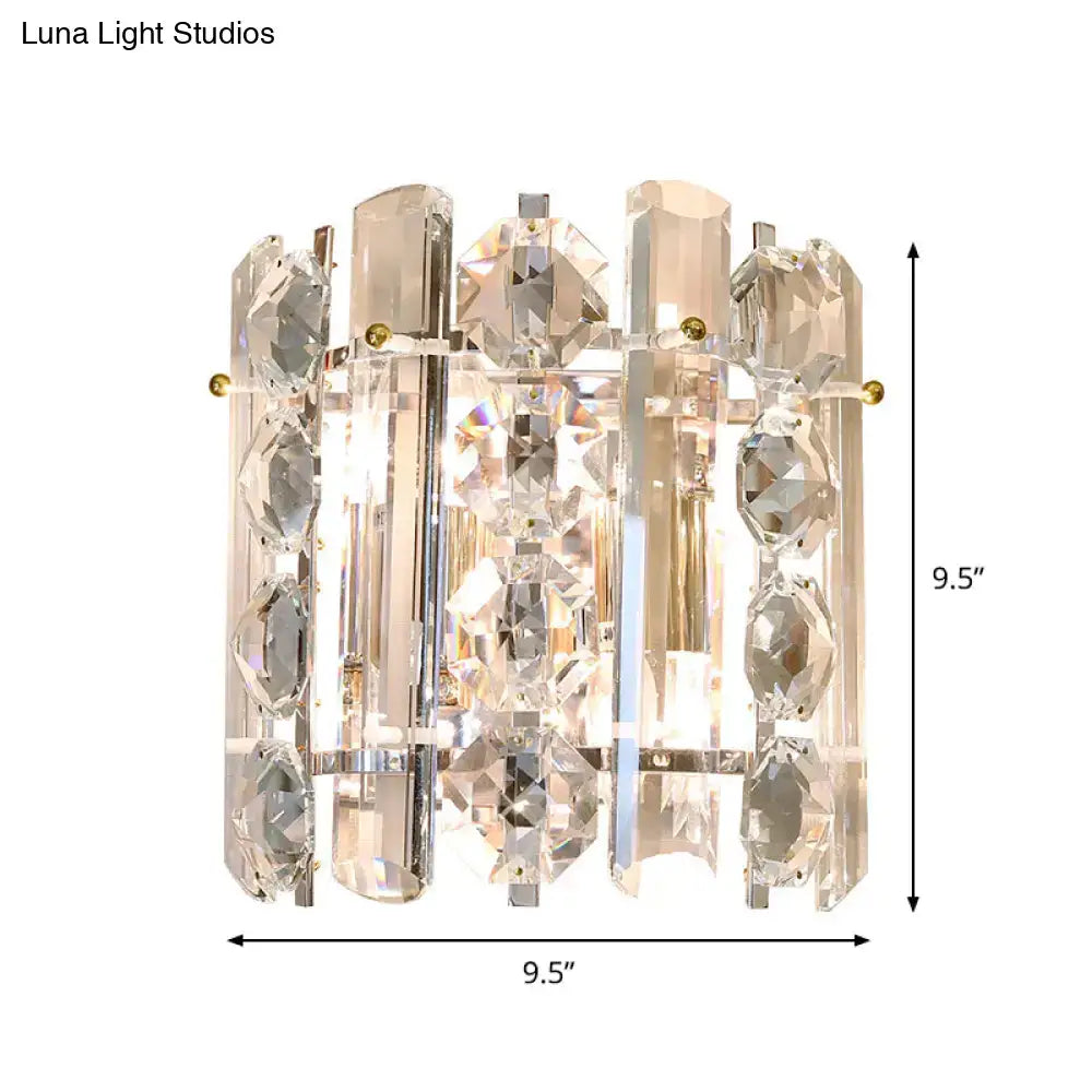Chrome Crystal Two-Light Wall Lamp by Decorbites with clear prism crystals on Tampa Home & Garden Store