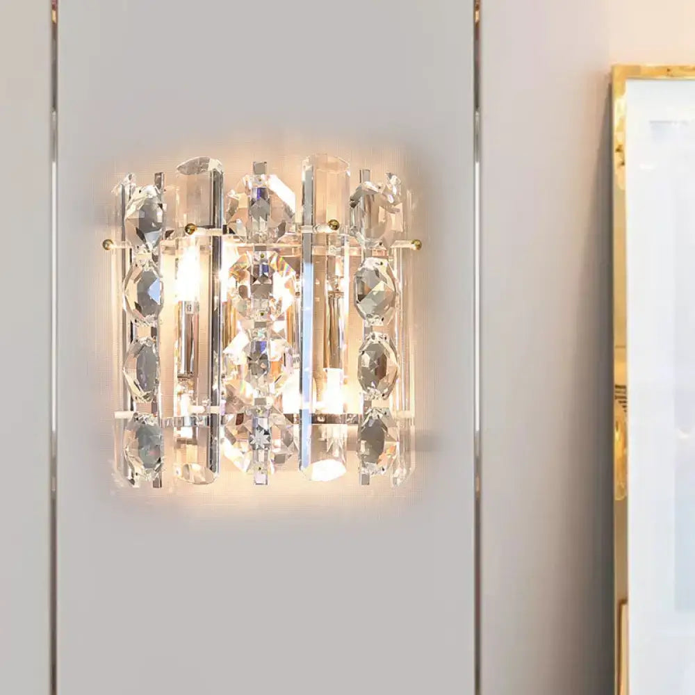 Chrome Crystal Two-Light Wall Lamp by Decorbites, chrome finished crystal prism sconce on Tampa Home & Garden Store