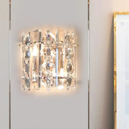 Chrome Crystal Two-Light Wall Lamp by Decorbites, chrome finished crystal prism sconce on Tampa Home & Garden Store