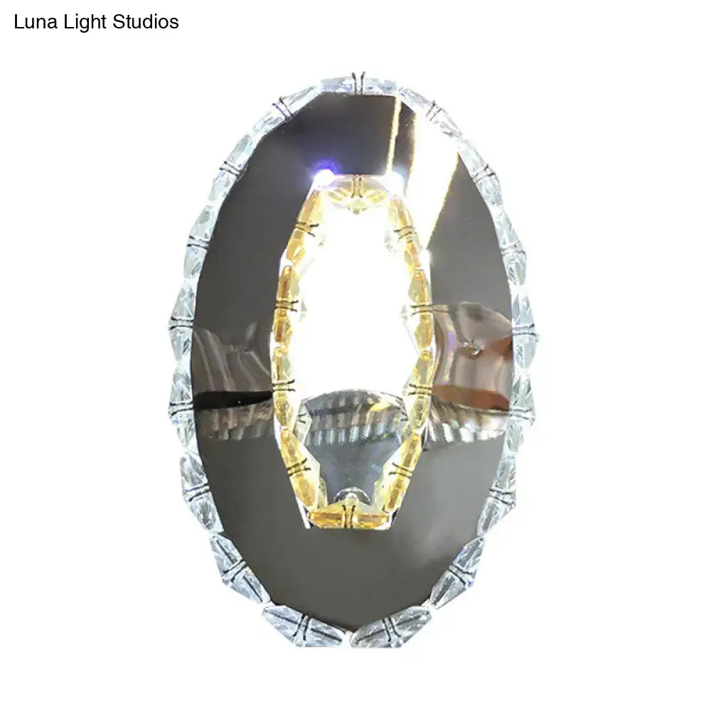 Chrome Crystal Oval Light wall sconce with clear beveled crystals and gold-toned inner ring on Tampa Home & Garden Store