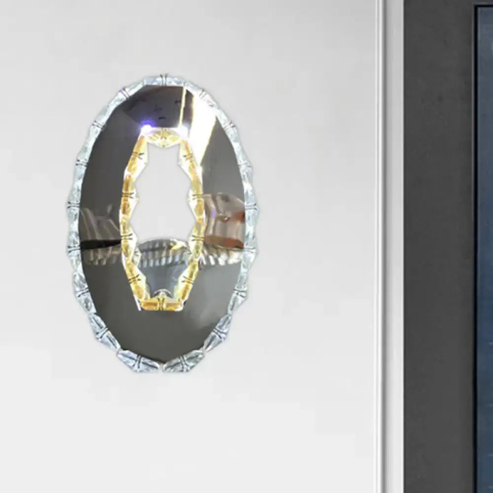 Chrome Crystal Oval Light Decorbites wall-mounted crystal fixture with gold inner ring on Tampa Home & Garden Store