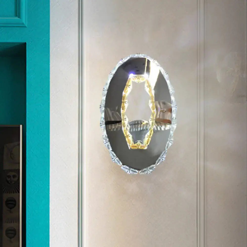 Decorbites Chrome Crystal Oval Light with chrome border and gold inner frame on Tampa Home & Garden Store