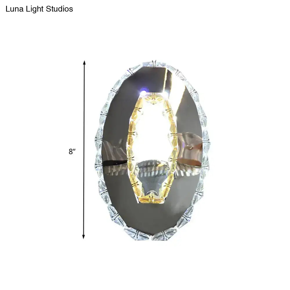 Chrome Crystal Oval Light wall sconce with crystal border and gold center, 8in Decorbites on Tampa Home & Garden Store
