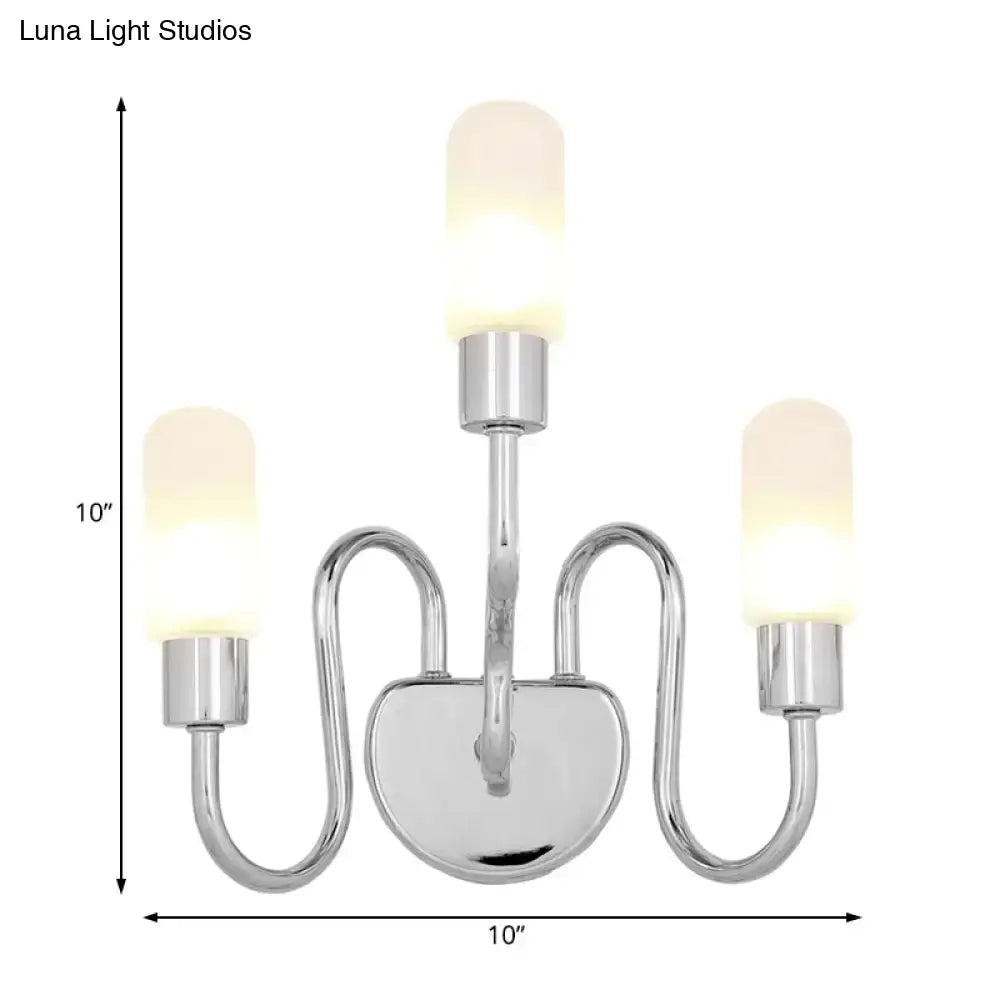 Chrome Milk Glass Sconce with three frosted glass shades and polished chrome arms by Decorbites on Tampa Home & Garden Store