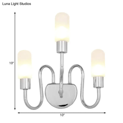 Chrome Milk Glass Sconce with three frosted glass shades and polished chrome arms by Decorbites on Tampa Home & Garden Store