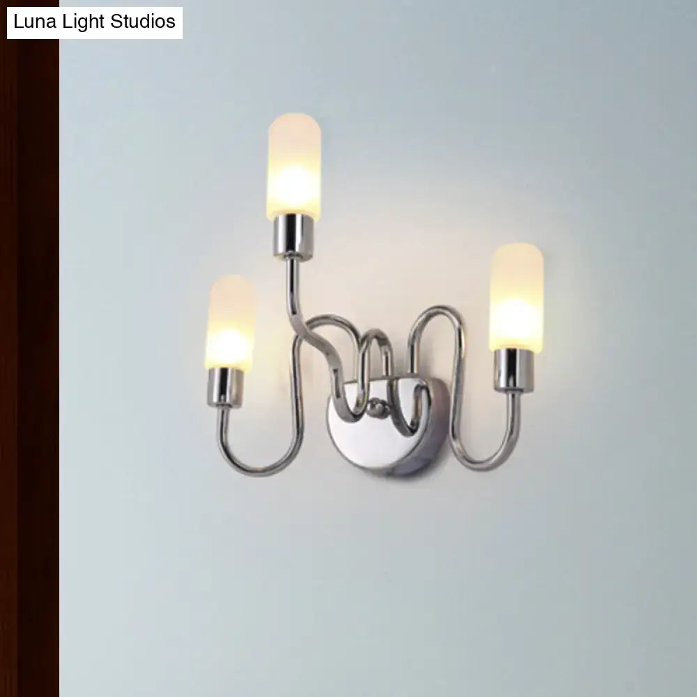Decorbites chrome milk glass 3-arm wall sconce with frosted glass shades on Tampa Home & Garden Store