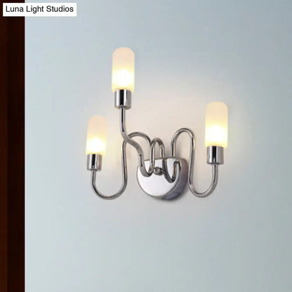 Decorbites chrome milk glass 3-arm wall sconce with frosted glass shades on Tampa Home & Garden Store