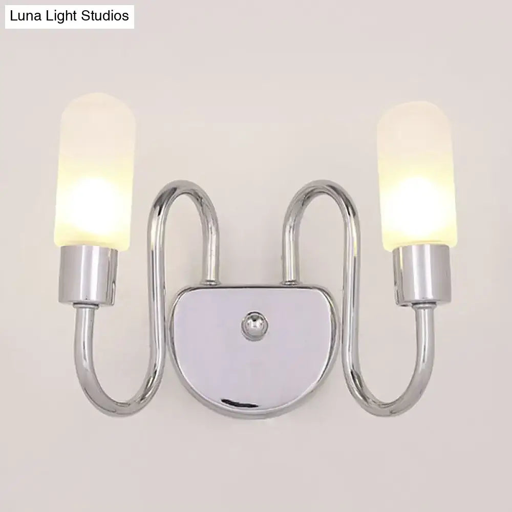 Chrome Milk Glass Sconce by Decorbites with frosted shades and twin arms mounted to wall on Tampa Home & Garden Store
