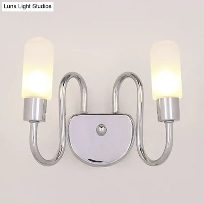 Chrome Milk Glass Sconce by Decorbites with frosted shades and twin arms mounted to wall on Tampa Home & Garden Store