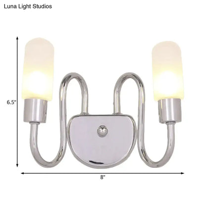 Chrome milk glass double wall sconce with two lit shades by Decorbites on Tampa Home & Garden Store