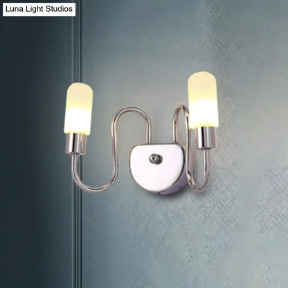 Decorbites chrome milk glass double-arm wall sconce with frosted shades on Tampa Home & Garden Store