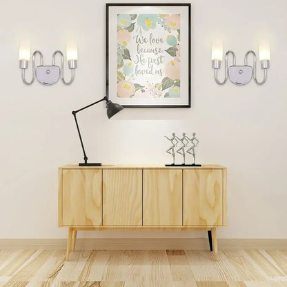 Chrome Milk Glass Sconce pair by Decorbites, wall-mounted modern lighting fixtures on Tampa Home & Garden Store