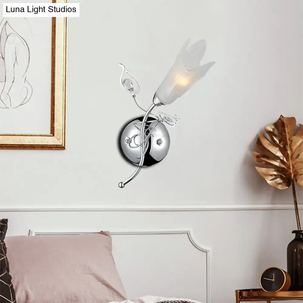 Chrome Opal Glass Sconce by Decorbites, chrome-plated metal with frosted glass shade on Tampa Home & Garden Store