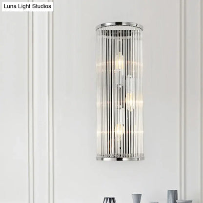 Chrome Crystal Tube Sconce by Decorbites, cylindrical chrome frame with vertical crystal tubes on Tampa Home & Garden Store