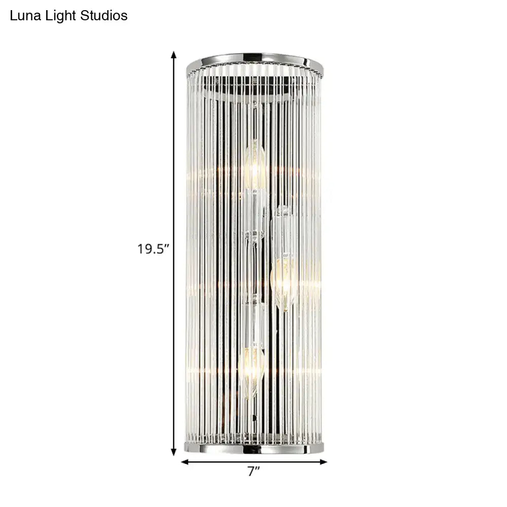 Chrome Crystal Tube Sconce by Decorbites, crystal rods in chrome frame, 19.5 inches tall on Tampa Home & Garden Store