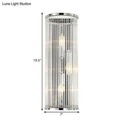 Chrome Crystal Tube Sconce by Decorbites, crystal rods in chrome frame, 19.5 inches tall on Tampa Home & Garden Store