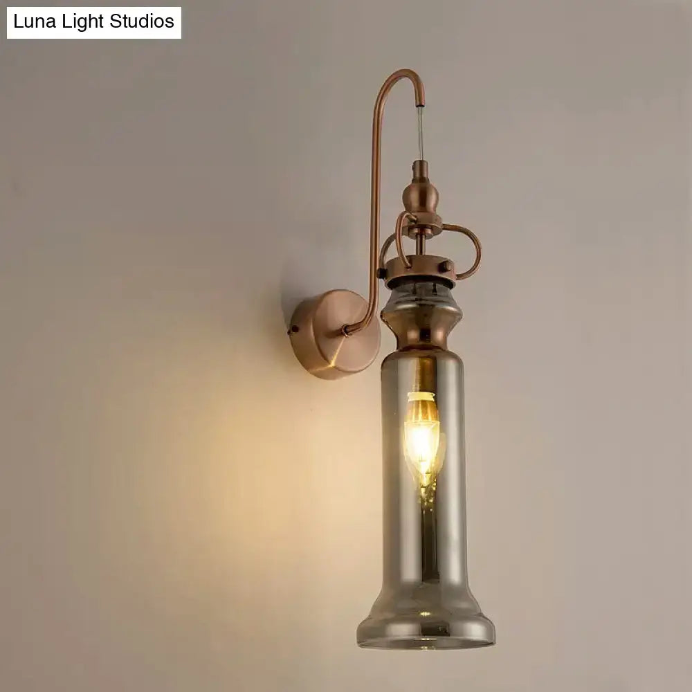 Copper amber glass sconce by Decorbites with lantern shade, wall mount on Tampa Home & Garden Store
