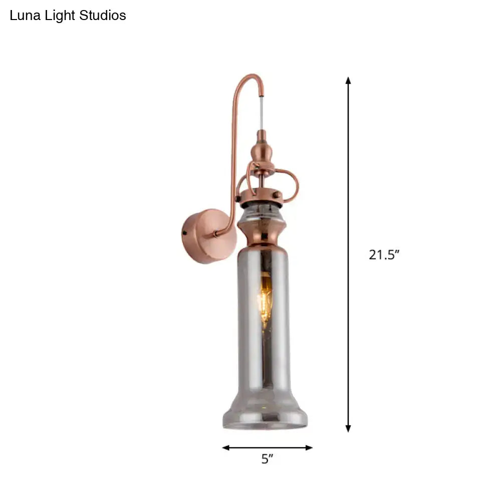 Decorbites copper amber glass sconce with copper arm and clear shade 21.5in tall, 5in base on Tampa Home & Garden Store