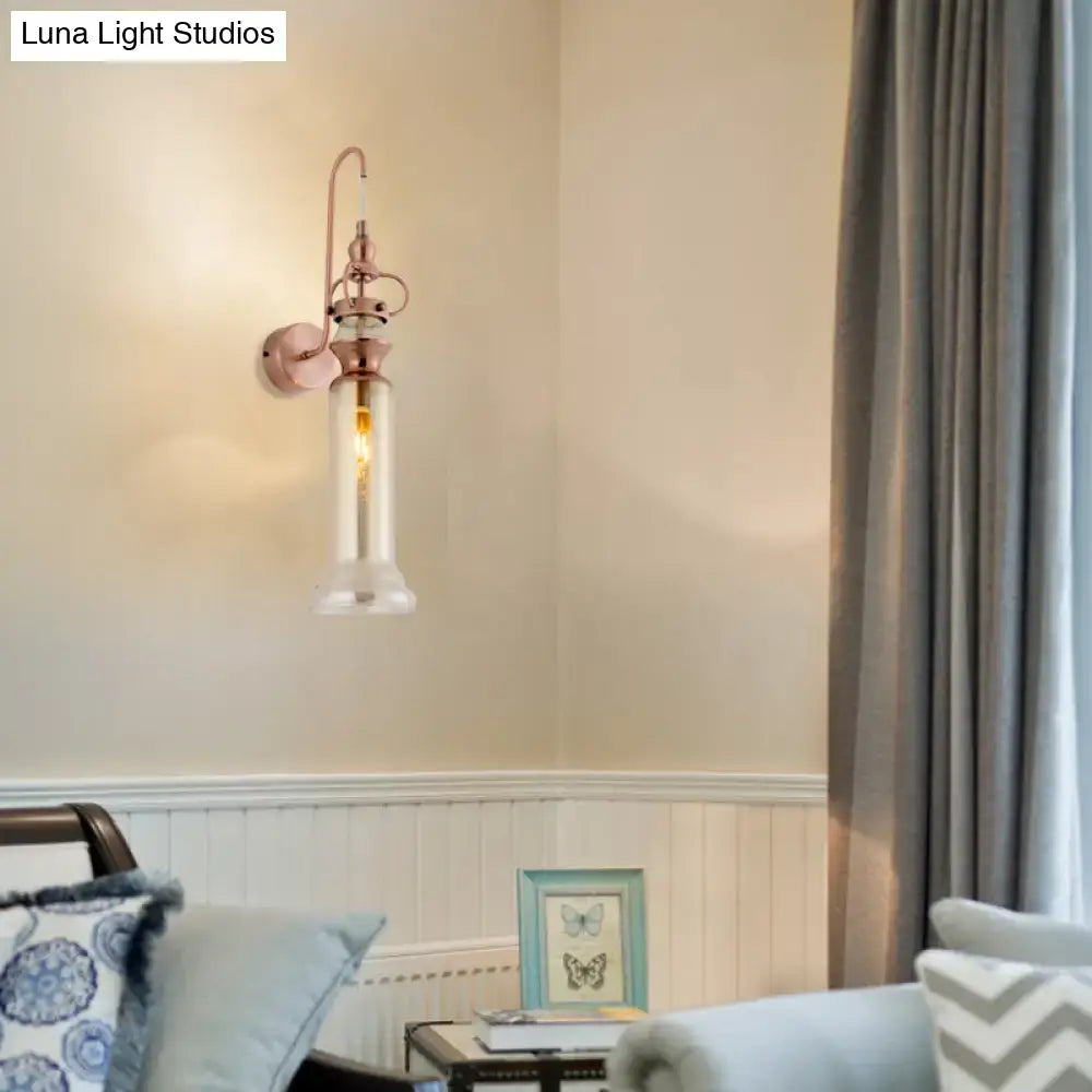 Copper Amber Glass Sconce with clear cylindrical shade and vintage bulb by Decorbites on Tampa Home & Garden Store