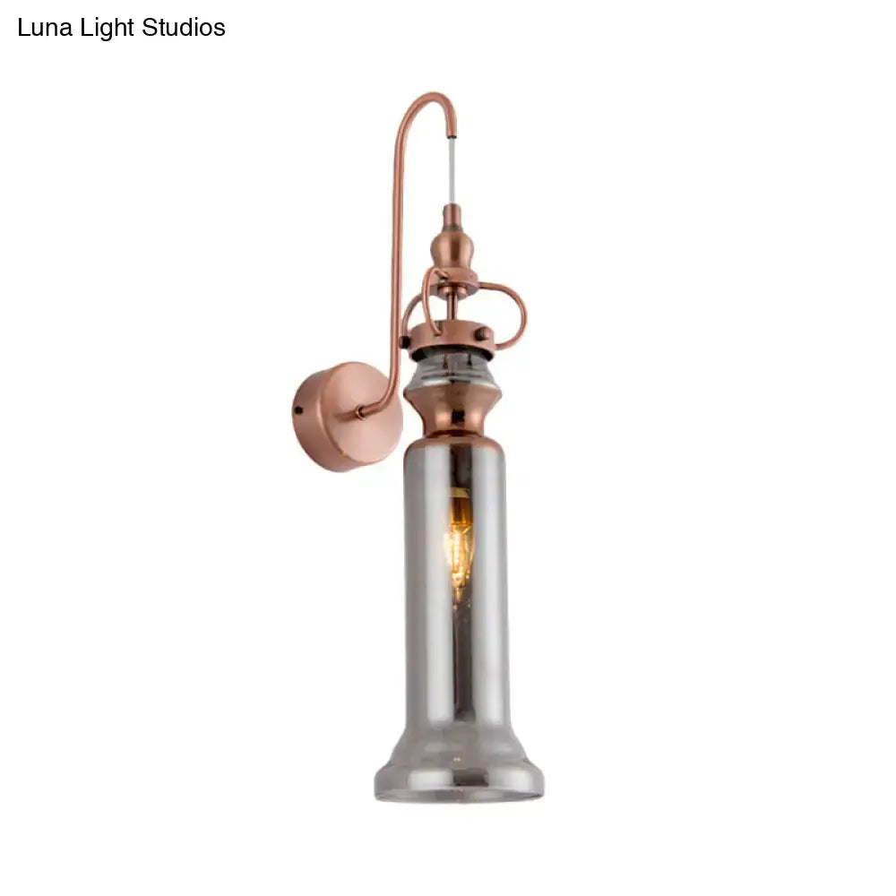Copper amber glass sconce wall light with exposed bulb and copper finish on Tampa Home & Garden Store