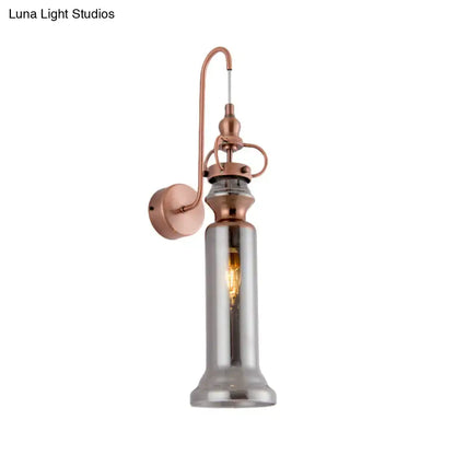 Copper amber glass sconce wall light with exposed bulb and copper finish on Tampa Home & Garden Store