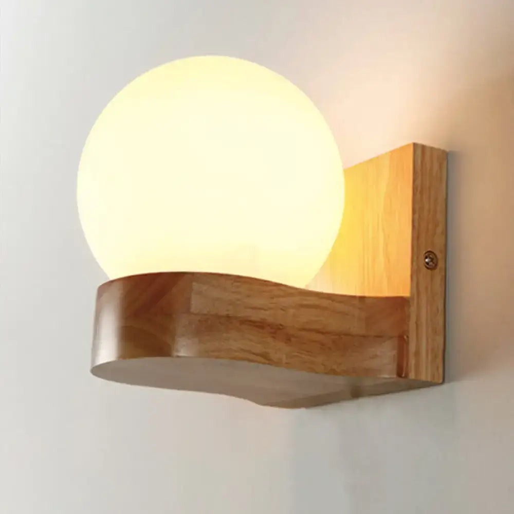 Cream glass wood sconce with natural wood mount by Decorbites on Tampa Home & Garden Store