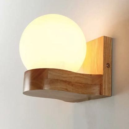 Cream glass wood sconce with natural wood mount by Decorbites on Tampa Home & Garden Store