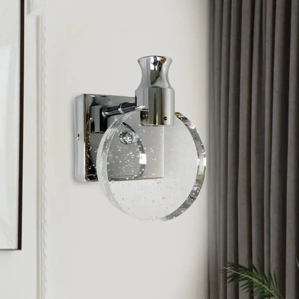 Silver Crystal Circle Compact Sconce by Decorbites, chrome wall light on Tampa Home & Garden Store