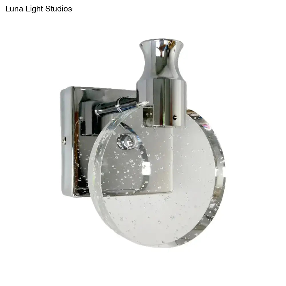 Silver crystal circle compact sconce with chrome finish on Tampa Home & Garden Store