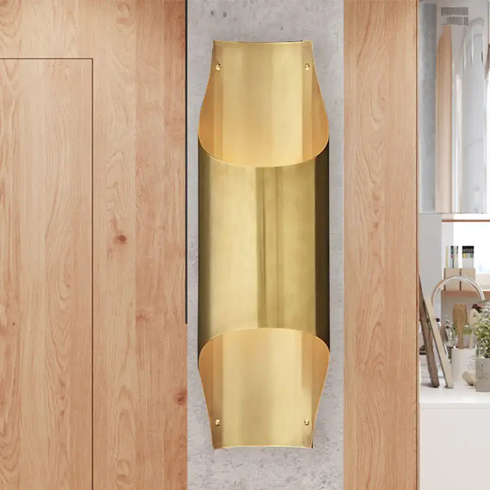 Brass Curved Single-Head Wall Lamp by Decorbites, gold-tone brass wall sconce on Tampa Home & Garden Store
