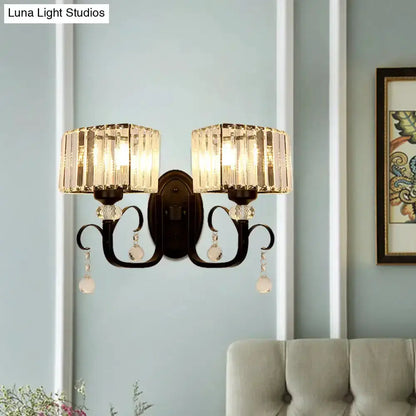 Contemporary Dark Bronze Crystal Sconce Wall Lamp