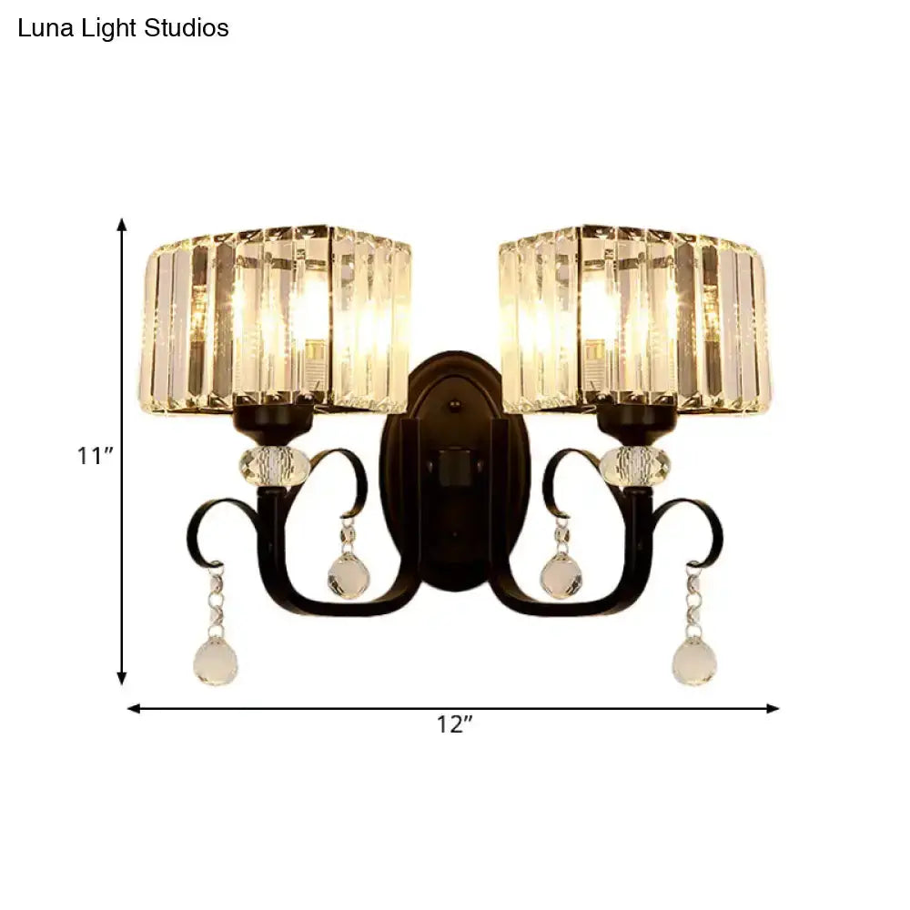 Contemporary Dark Bronze Crystal Sconce Wall Lamp