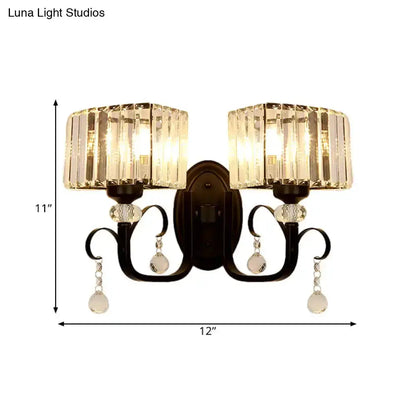Contemporary Dark Bronze Crystal Sconce Wall Lamp