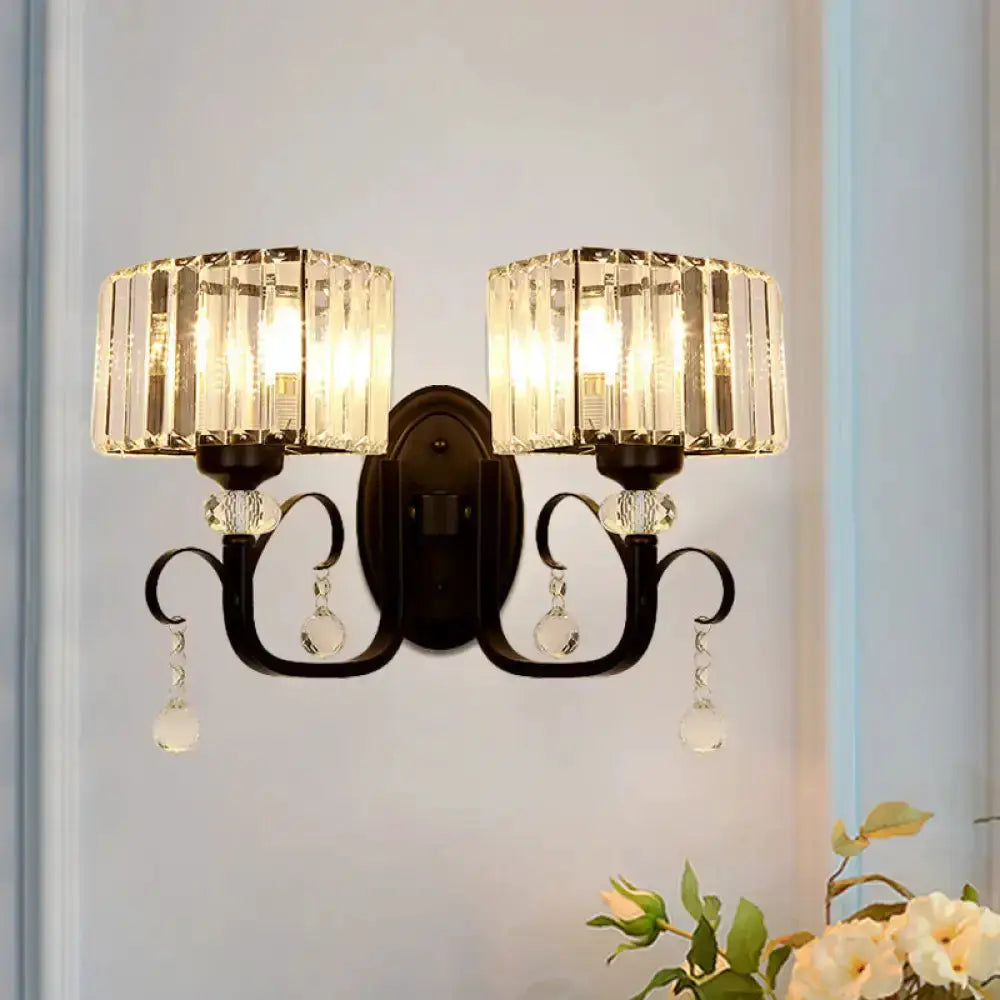 Contemporary Dark Bronze Crystal Sconce Wall Lamp