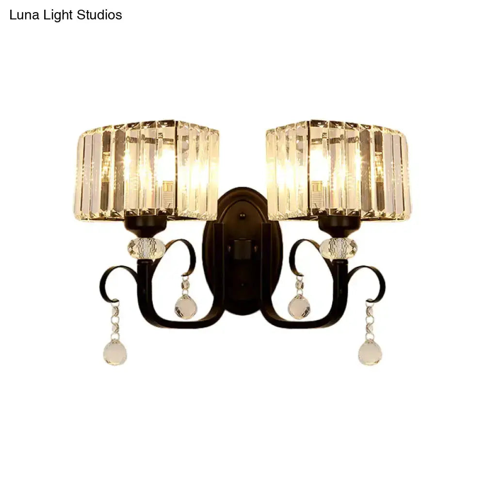 Contemporary Dark Bronze Crystal Sconce Wall Lamp