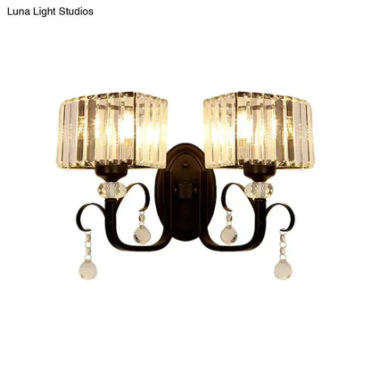 Contemporary Dark Bronze Crystal Sconce Wall Lamp