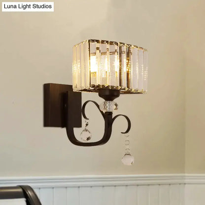 Contemporary Dark Bronze Crystal Sconce Wall Lamp